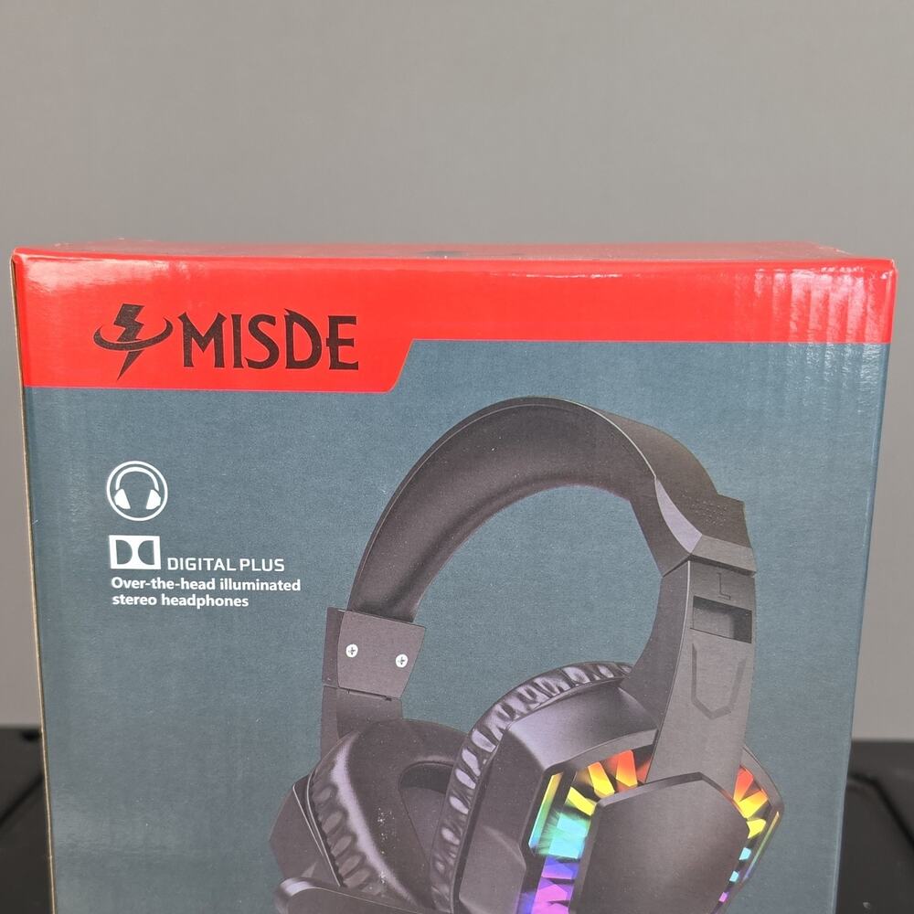 MISDE A66 Illuminated Gaming Headset, Surround Sound, Boom Mic,‎ USB/3.5mm